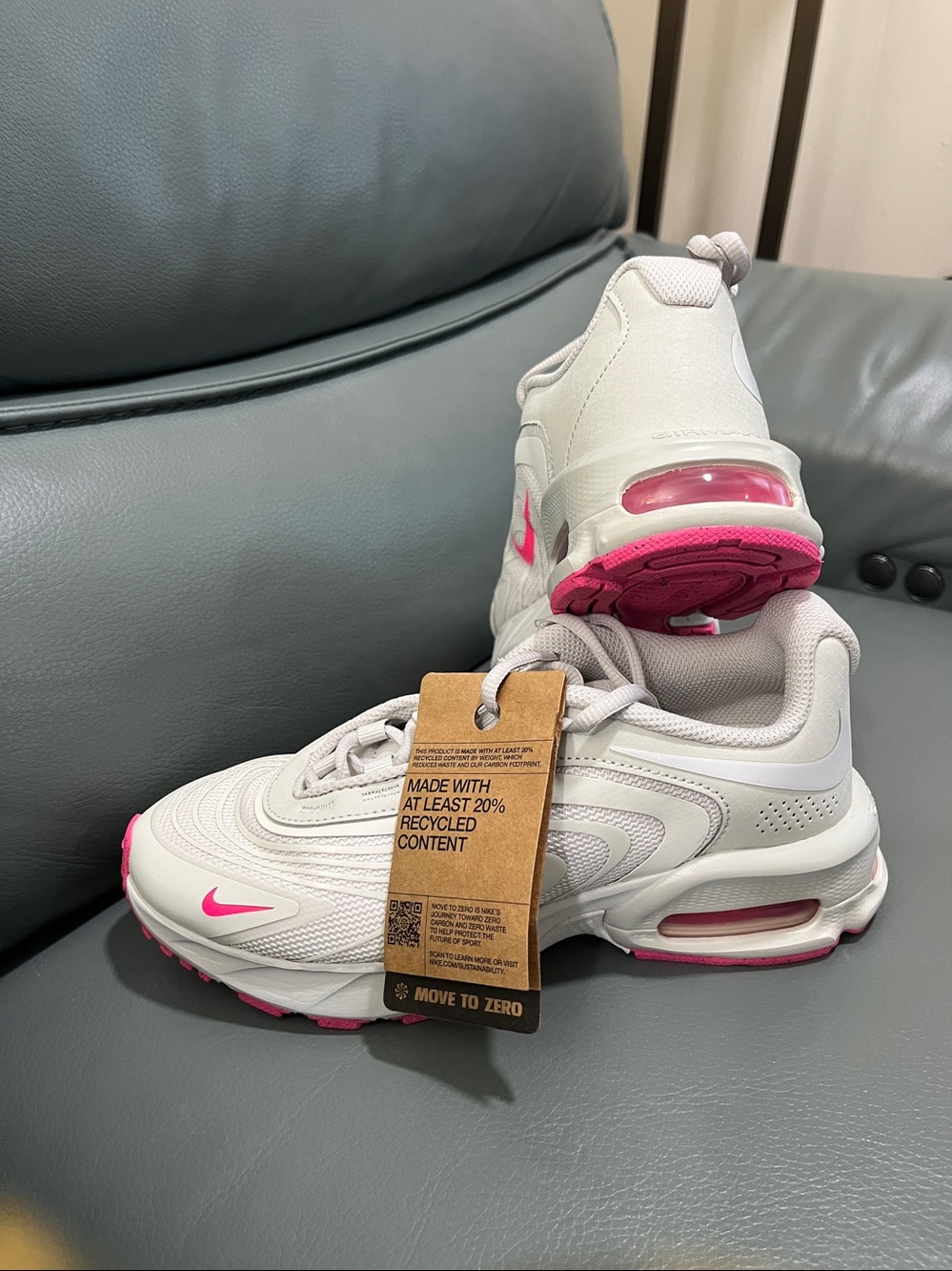 Nike Women’s Air Max Fire Sneakers - Light  Taupe with Pink Accents - Picture 6 of 7